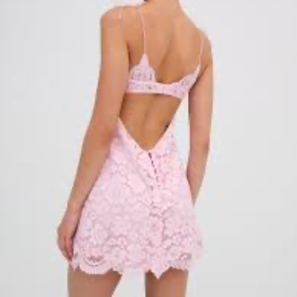 For Love And Lemons pink lace mini dress - Picture 2 of 4
